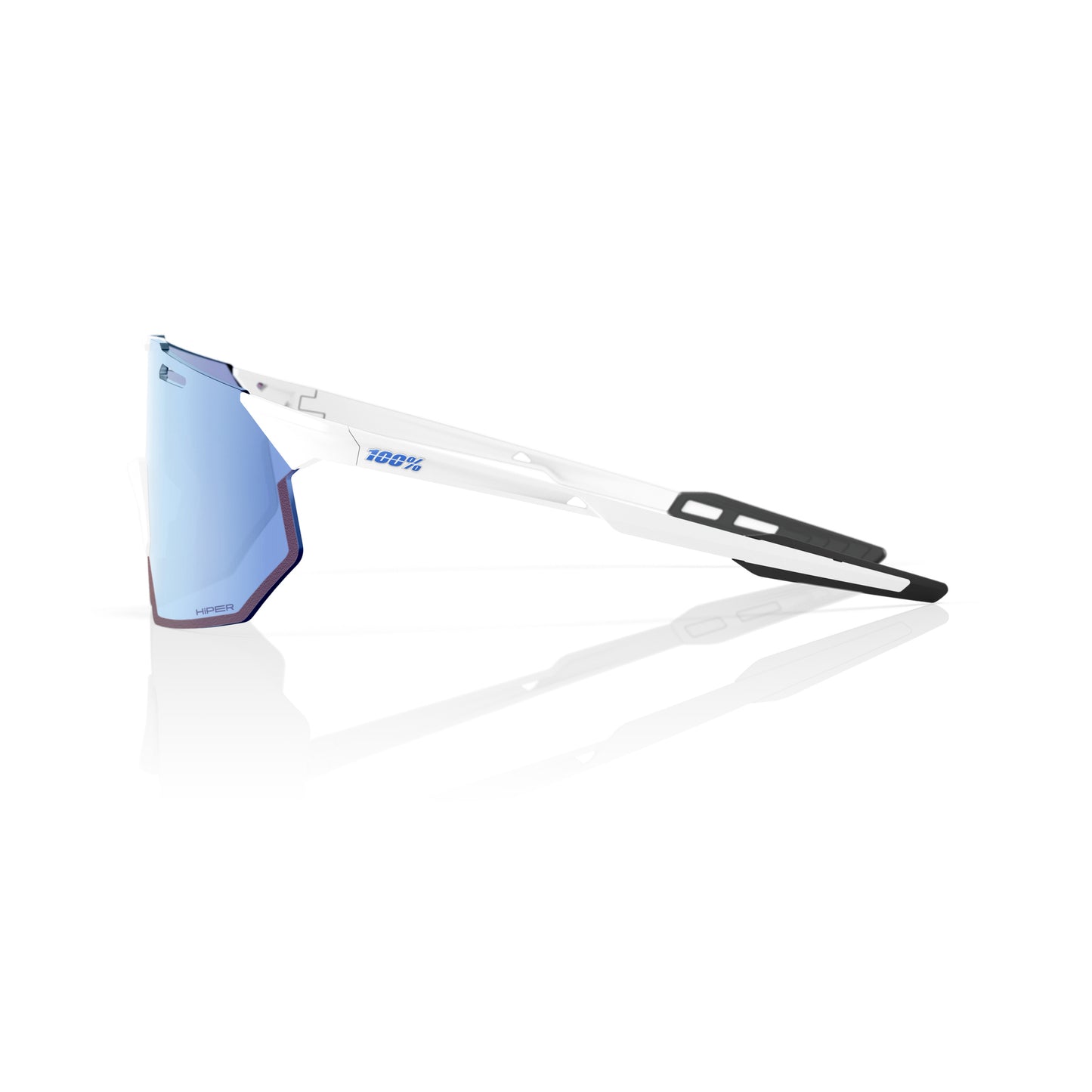 100% Hypercraft SQ Sunglasses - Soft Tac White - Hiper Blue Mirror Lens