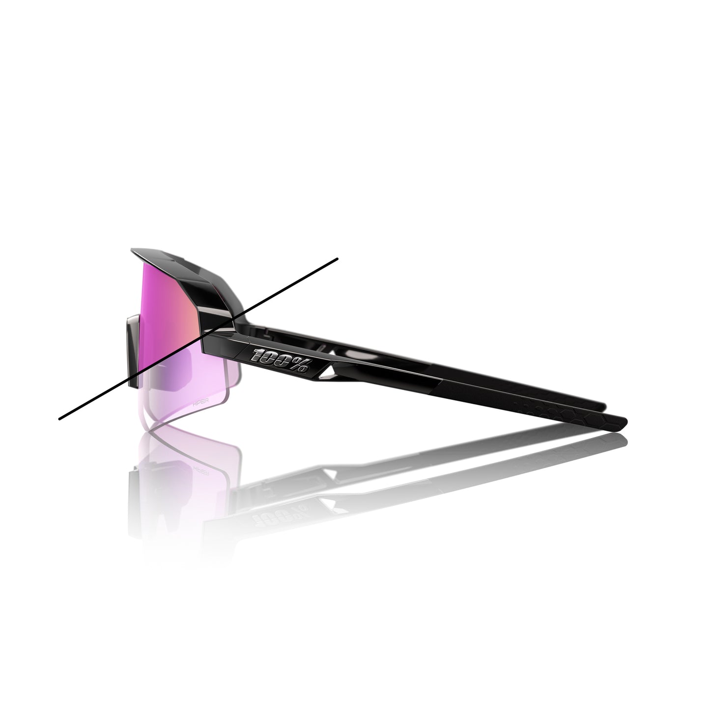 100 Percent 100% Slendale SL - Gloss Black - Purple Mirror Photchomic