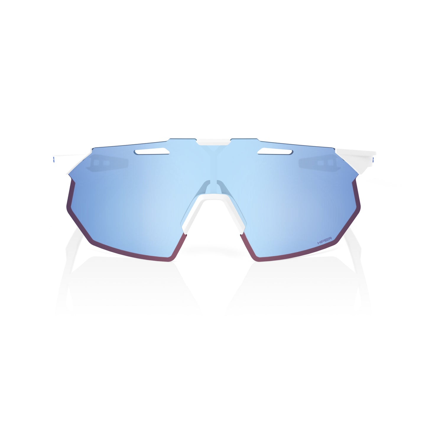 100% Hypercraft SQ Sunglasses - Soft Tac White - Hiper Blue Mirror Lens